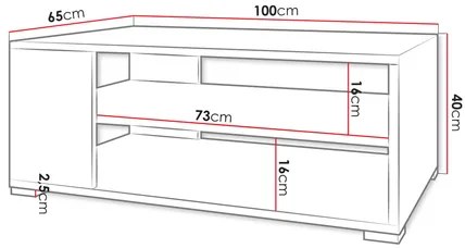 Dohányzóasztal Teratino (fehér) . 1103765