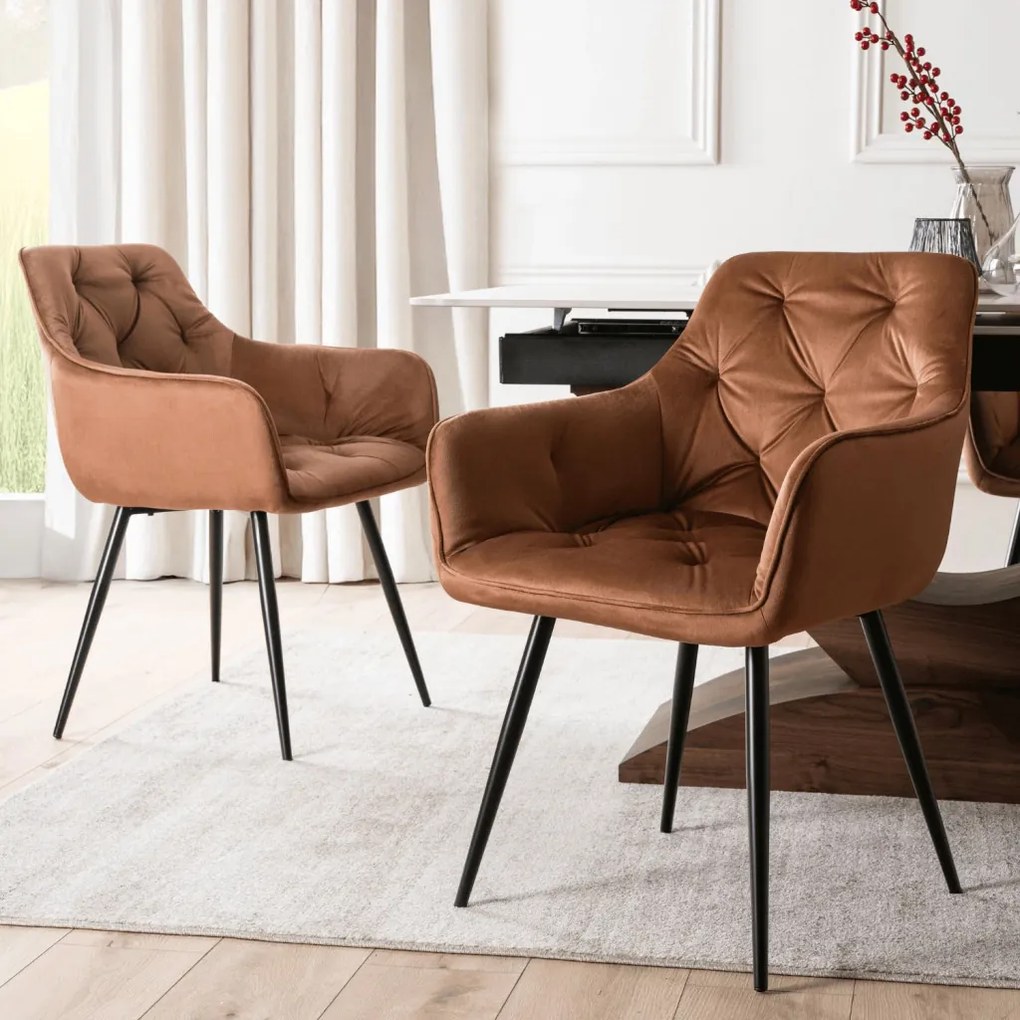 Rozsdabarna Színű Bársony Étkezőszék. MODESTO