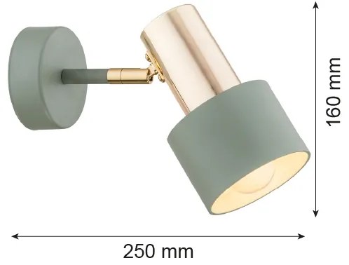 Argon 4315 - Fali spotlámpa DORIA 1xE27/15W/230V zöld/sárgaréz