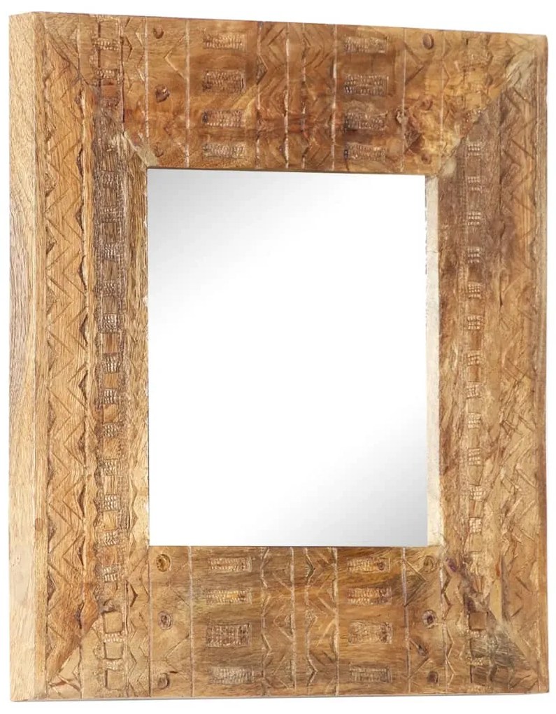 kézzel faragott tömör mangófa tükör 50 x 50 x 2,5 cm