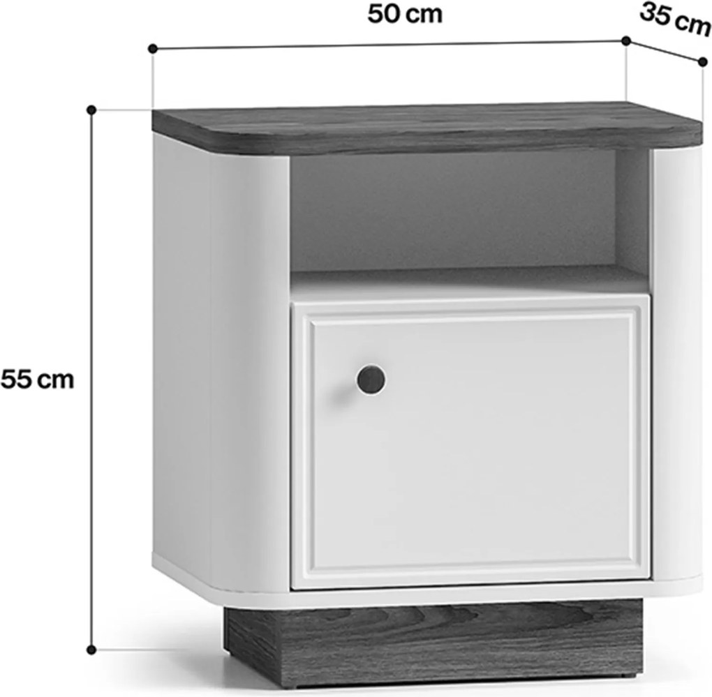 Amberto éjjeliszekrény 50 cm - kasmír / sötét windmill tölgy