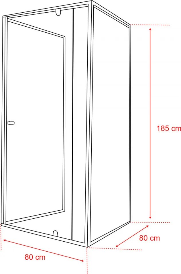 Flexi falsíkra szerelhető szögletes zuhanykabin 80x80 cm zuhanytálca nélkül