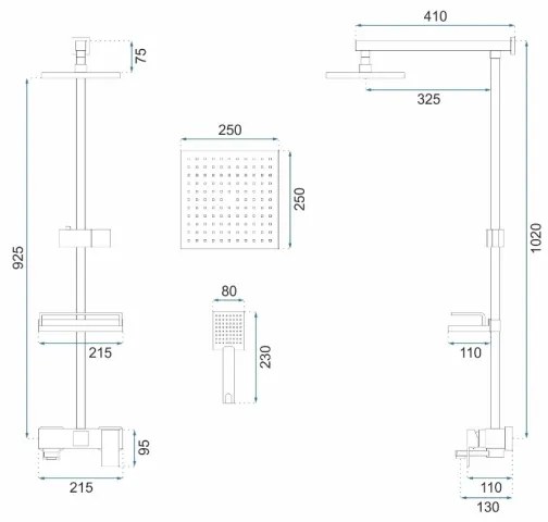 REA-P7050 - JACK csaptelepes zuhanyszett, szálcsiszolt arany