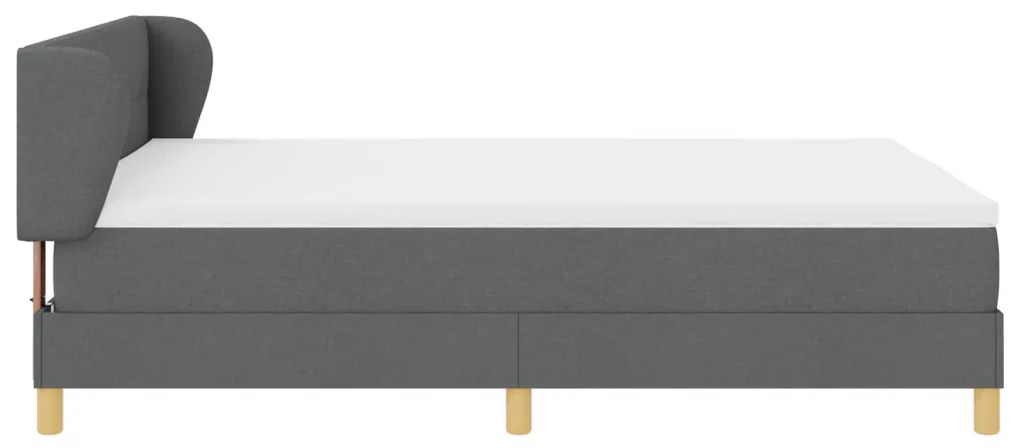 Boxspring Ágy Matraceval - Sötétszürke, 140x200 cm, Szövet