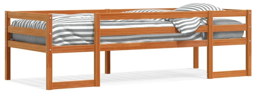 viaszbarna tömör fenyőfa gyerekágykeret 90 x 200 cm