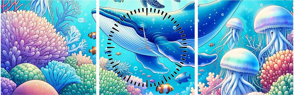 Kép – Víz alatti világ (órával) (90x30 cm)