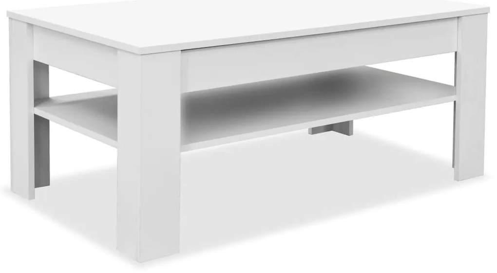 Fehér faforgácslap dohányzóasztal 110 x 65 x 48 cm