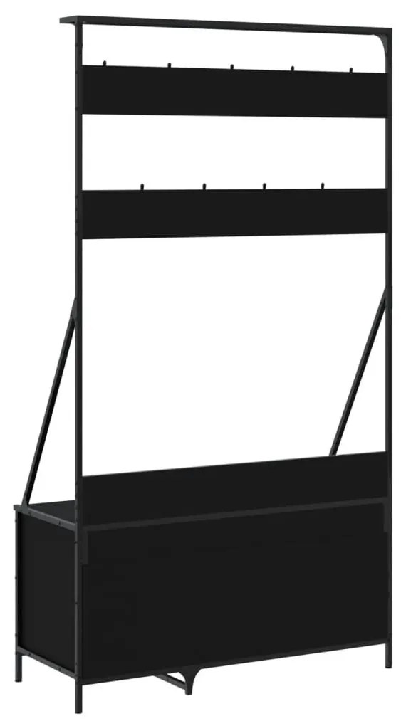 fekete ruhafogas cipőpolccal 100x41x184 cm