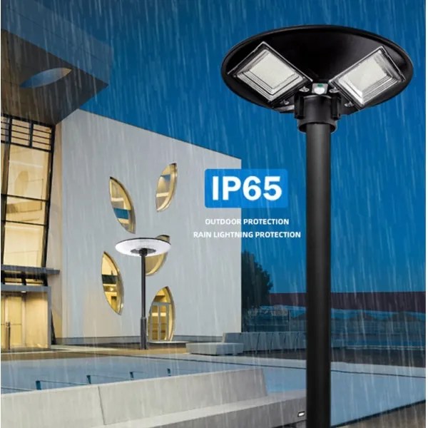 LED napelemes utcai lámpa érzékelővel, 15W/6V, 6500K, IP65, fekete + távirányító