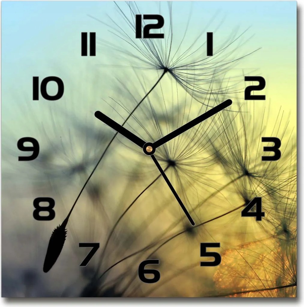 Négyzet alakú üveg falióra Pitypang mag 30x30