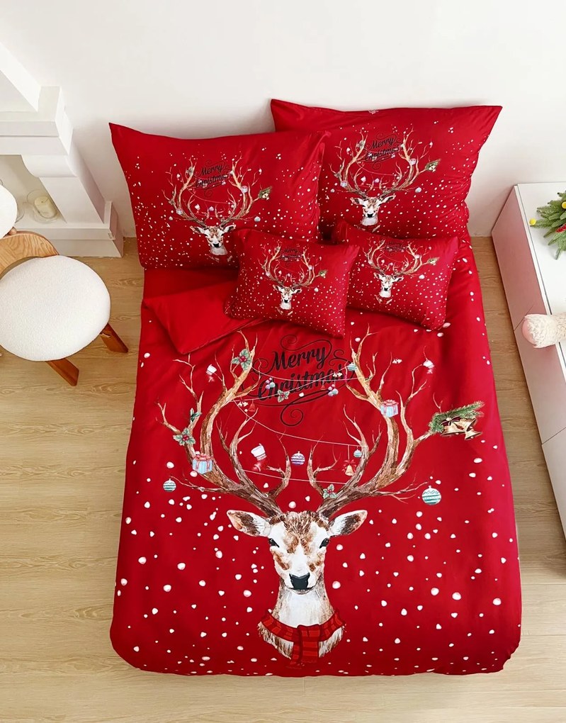 3 részes ágynemű Polycotton Karácsonyi Piros Christmas 200x140cm+90x70cm TiaHome