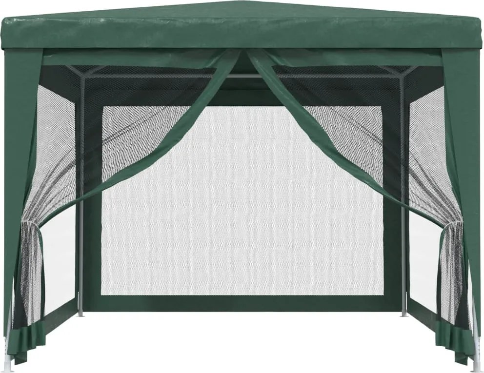 Zöld HDPE rendezvénysátor 4 hálós oldalfallal 3x4 m