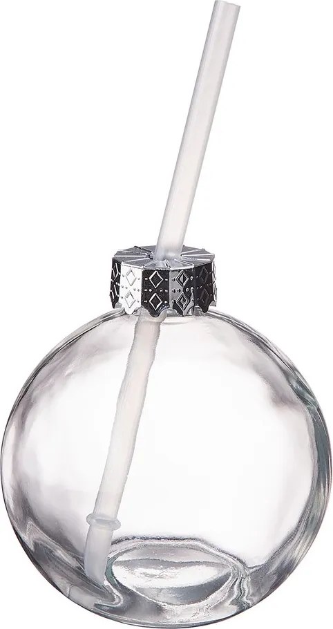 SANTA'S BUBBLE üveg pohár szívószállal, átlátszó