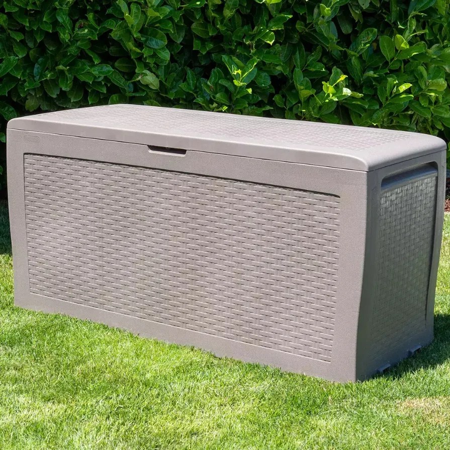 Keter Samoa Rattan kerti tárolódoboz, cappuccino 270 l, 117 x 57 x 45 cm