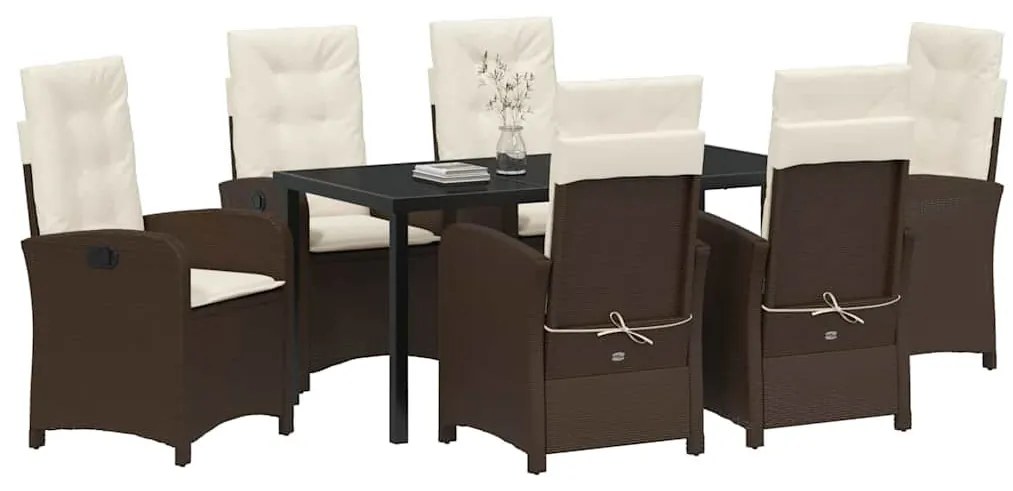 Kert étkező szett 7 pcs Barna polirattan