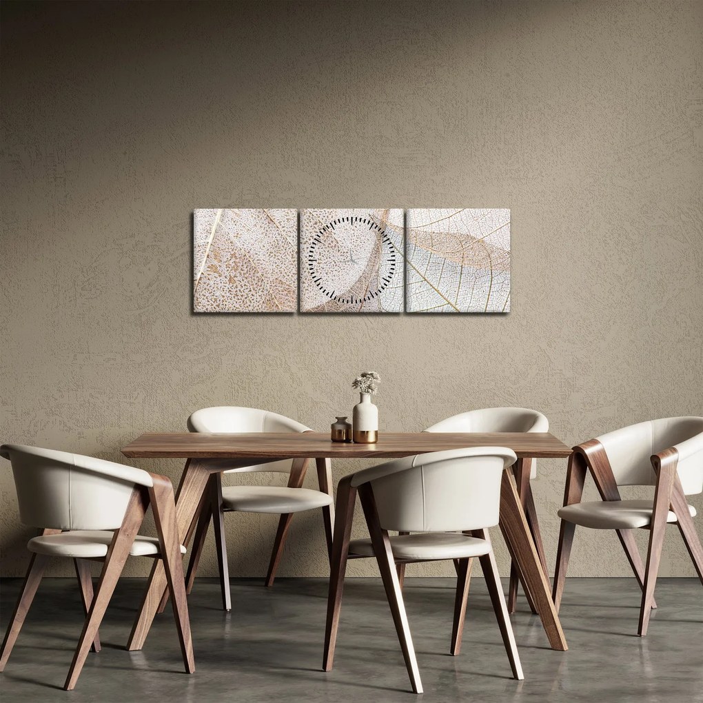 Kép - Bézs levelek (órával) (90x30 cm)