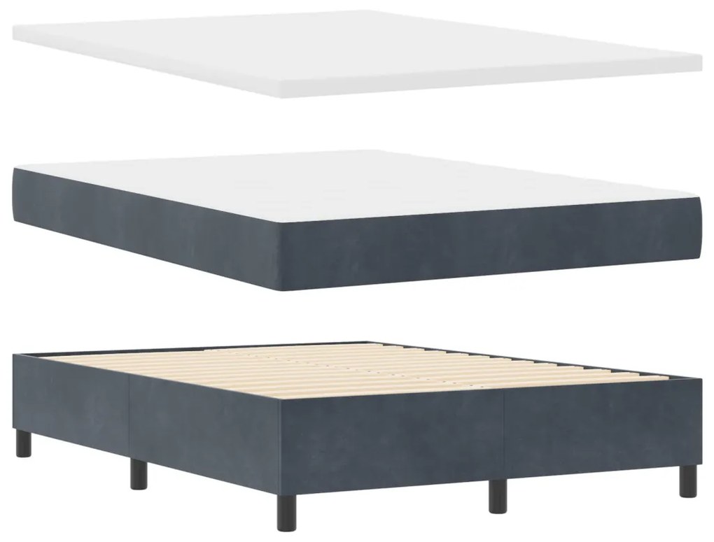 vidaXL Boxrugós ágy matracmal Sötétszürke 200 x 140 cm Poliészter
