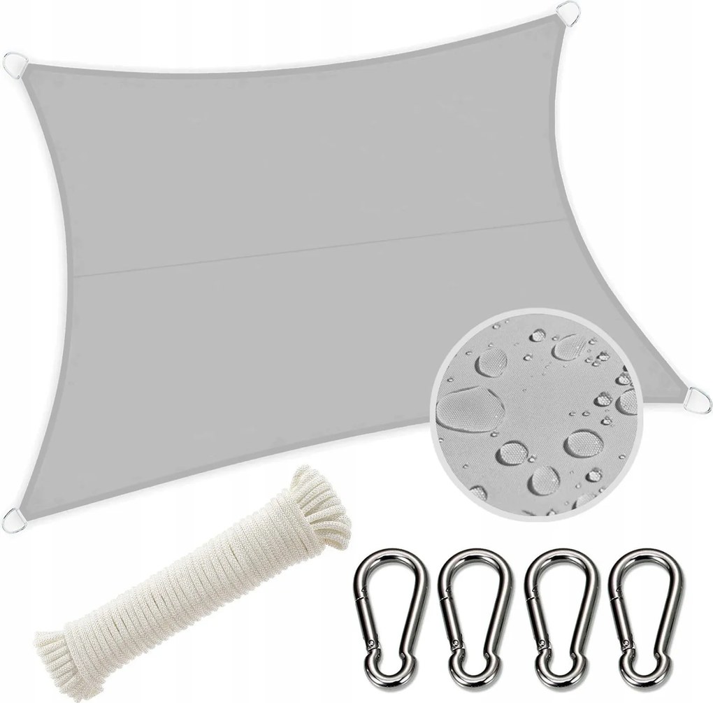 Napvitorla Vízálló Terasz Erkély Napellenző 3x2m Szürke