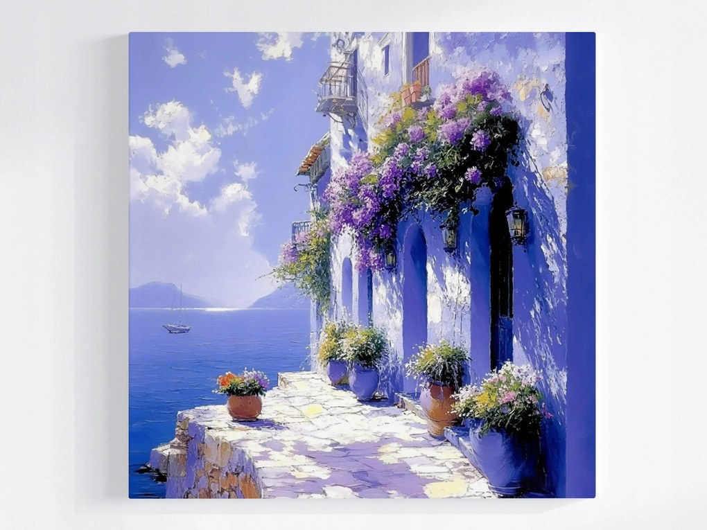 Poszter Tájkép Görögország Kükládok Tengerpart Nyaralás 40x40