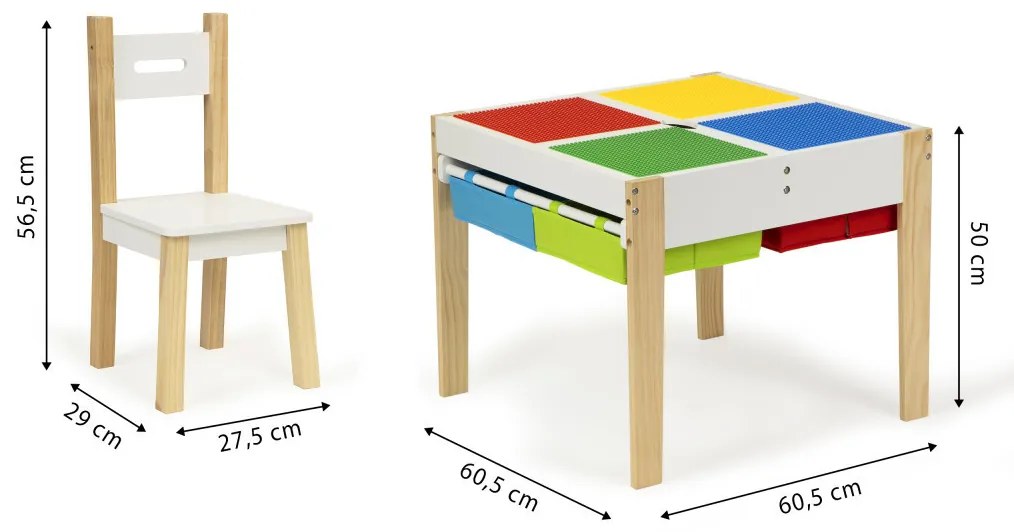 Fa gyermekbútor készlet asztallal 2 székkel