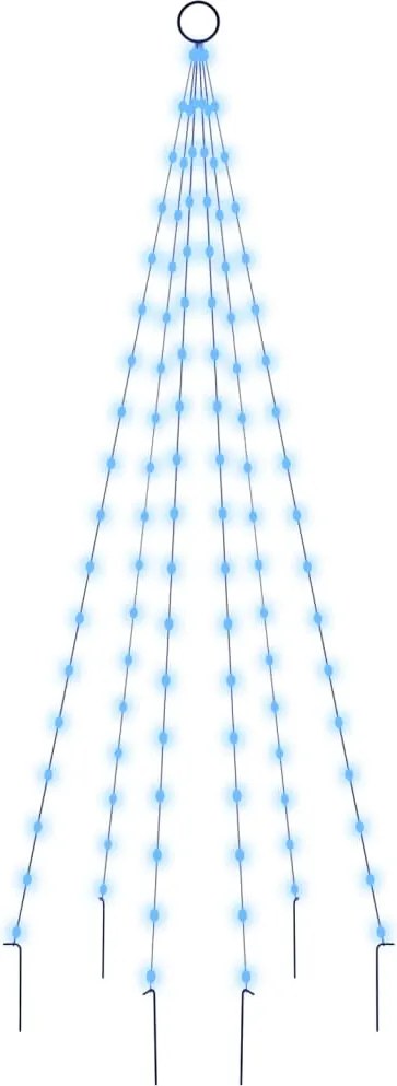 vidaXL karácsonyfa zászlórúdon 108 kék LED-del 180 cm