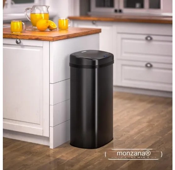 Deuba Érintésmentes, szögletes szemetes USB-vel 58 l - fekete