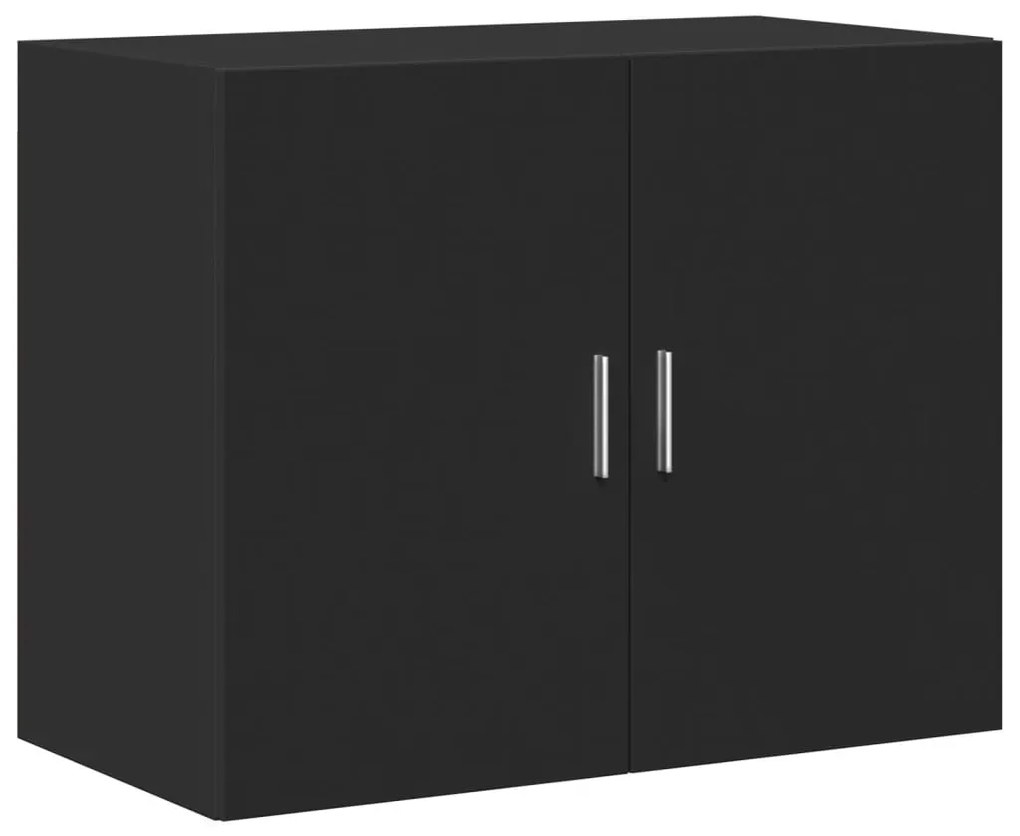 fekete szerelt fa magasszekrény 80 x 42,5 x 249 cm