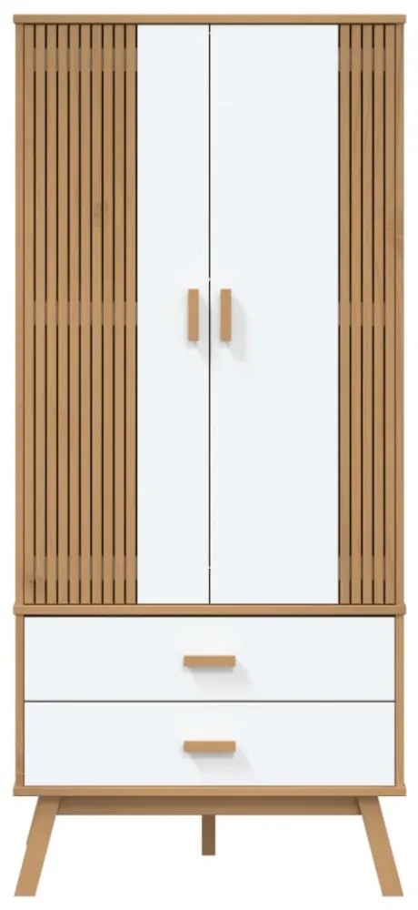 OLDEN fehér és barna tömör fenyőfa gardrób 76,5 x 53 x 172 cm
