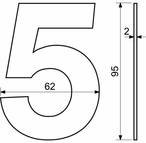 Rozsdamentes acél házszám, 3, 2D, lapos