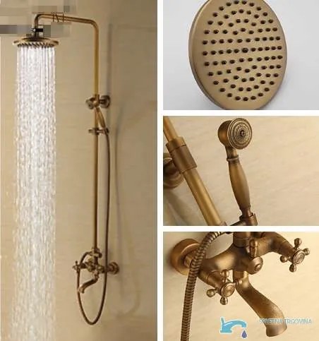 Zuhanypanel EYN TER1305 falon kívüli kivitelben, mosdócsapteleppel, antik bronz felülettel