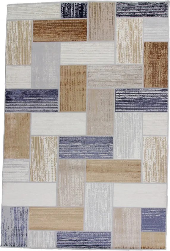 Modern szőnyeg szürke kék barna SAMI 140x200 gépi modern szőnyeg nappaliba vagy hálószobába
