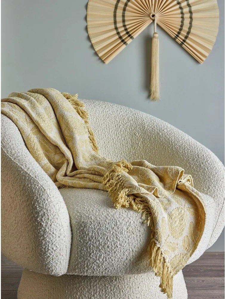 Sárga pamutkeverék takaró 130x155 cm Pratello – Bloomingville