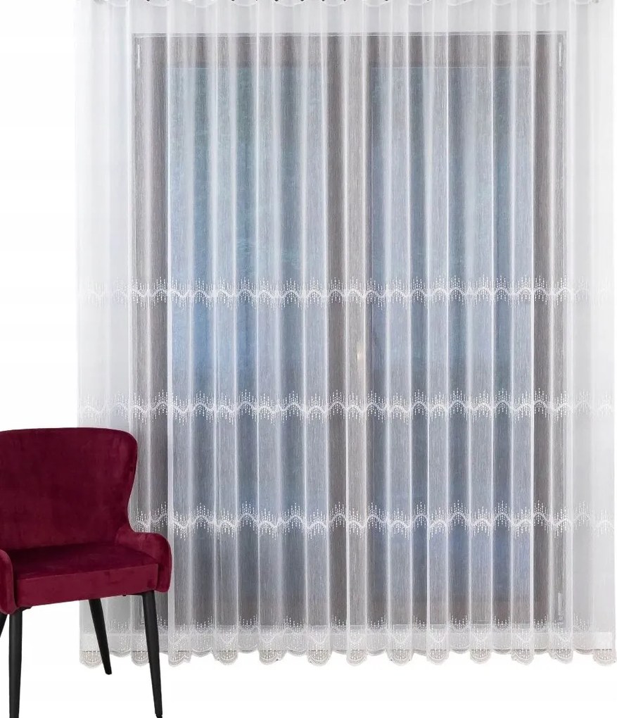 Finom függöny napellenző hímzéssel, ráncoló szalaggal 400X185