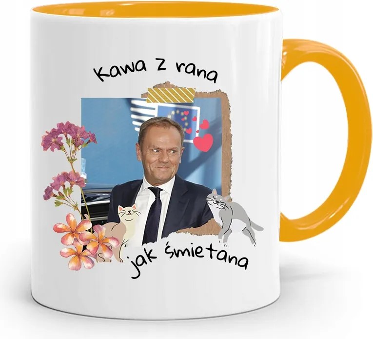 Donald Tusk Sárga Bögre Platform Ajándék fényképes nyomtatással