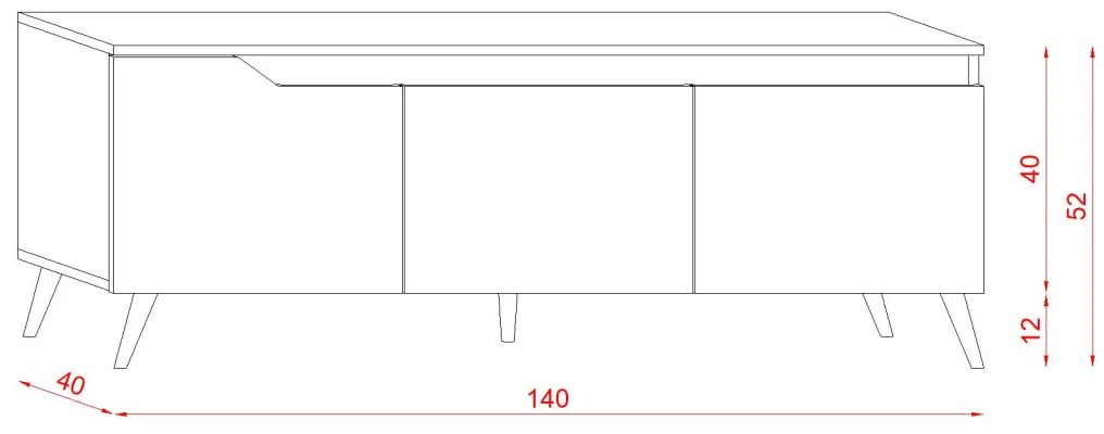 TV szekrény Craft arany / grafit beton színkombinációban – TUE