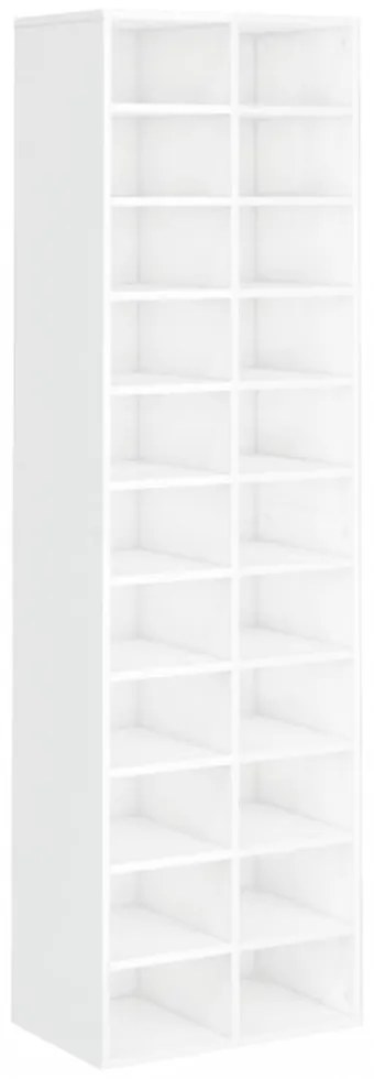 magasfényű fehér szerelt fa cipősszekrény 54 x 34 x 183 cm