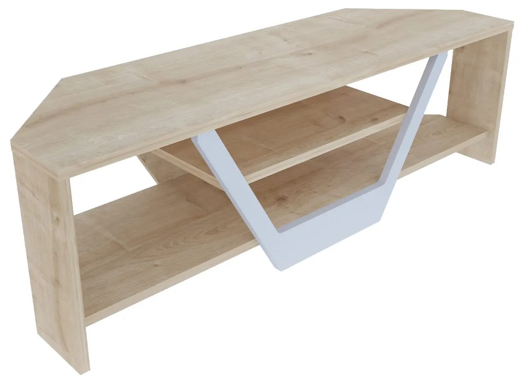 TV szekrény Sares - Oak, White