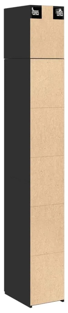 fekete szerelt fa vékony tárolószekrény 30 x 42,5 x 225 cm