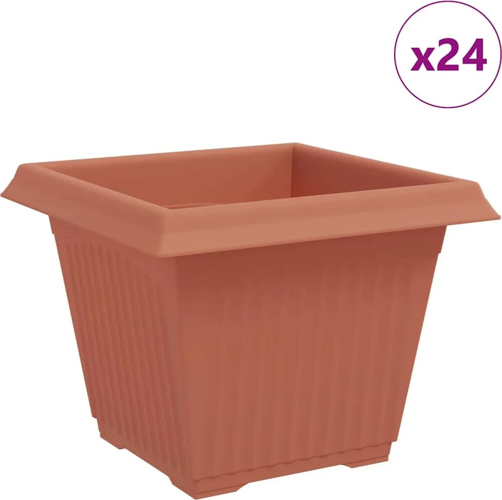vidaXL Négyzet Virágcserép 24 pcs Tégla Vörös 28,5 x 28,5 x 22 cm