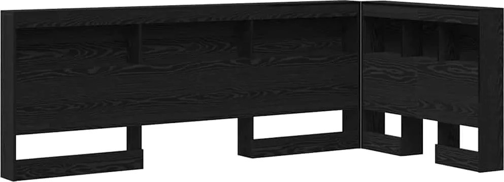 vidaXL Tároló fejtámla polcokkal tárolóval Fekete tölgy 100 cm Faanyag