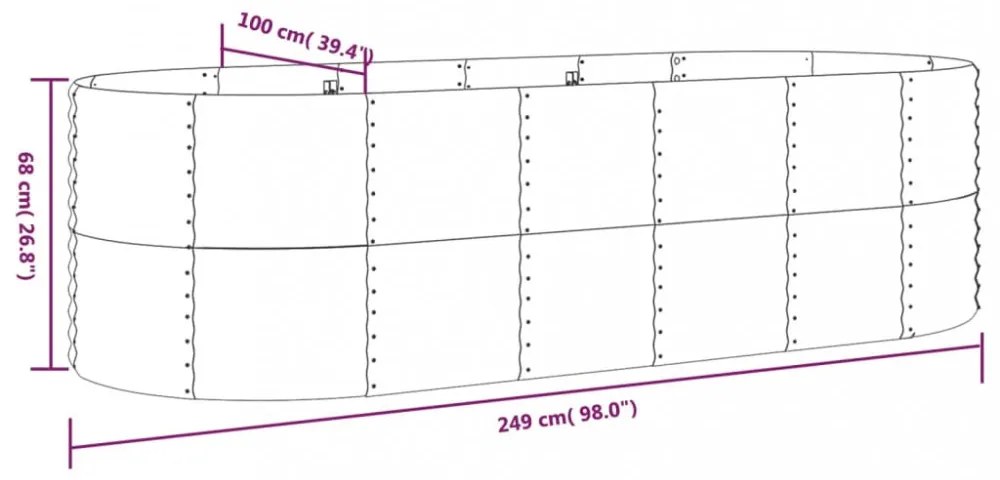 szürke horganyzott acél kerti magaságyás 249x100x68 cm