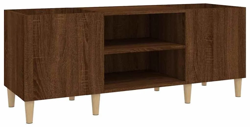 barna tölgyszínű szerelt fa hanglemezszekrény 121x38x48 cm