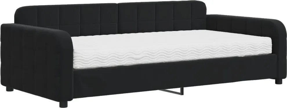 vidaXL fekete bársony kanapéágy matraccal 100 x 200 cm