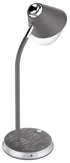 Immax 08972L - FINCH LED asztali lámpa, 9W, 12cm, szürke/krom, dimmelhető