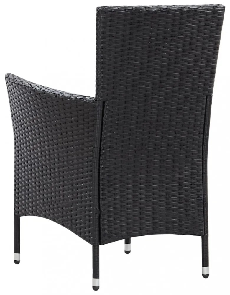 9-részes fekete polyrattan kültéri étkezőszett párnákkal