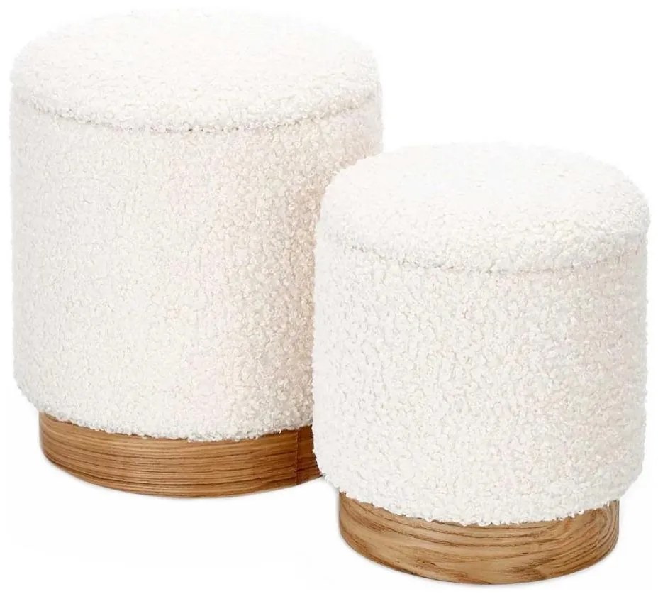 KÉSZLET 2x Taburet CANCUN átm. 31/38 cm fehér/barna