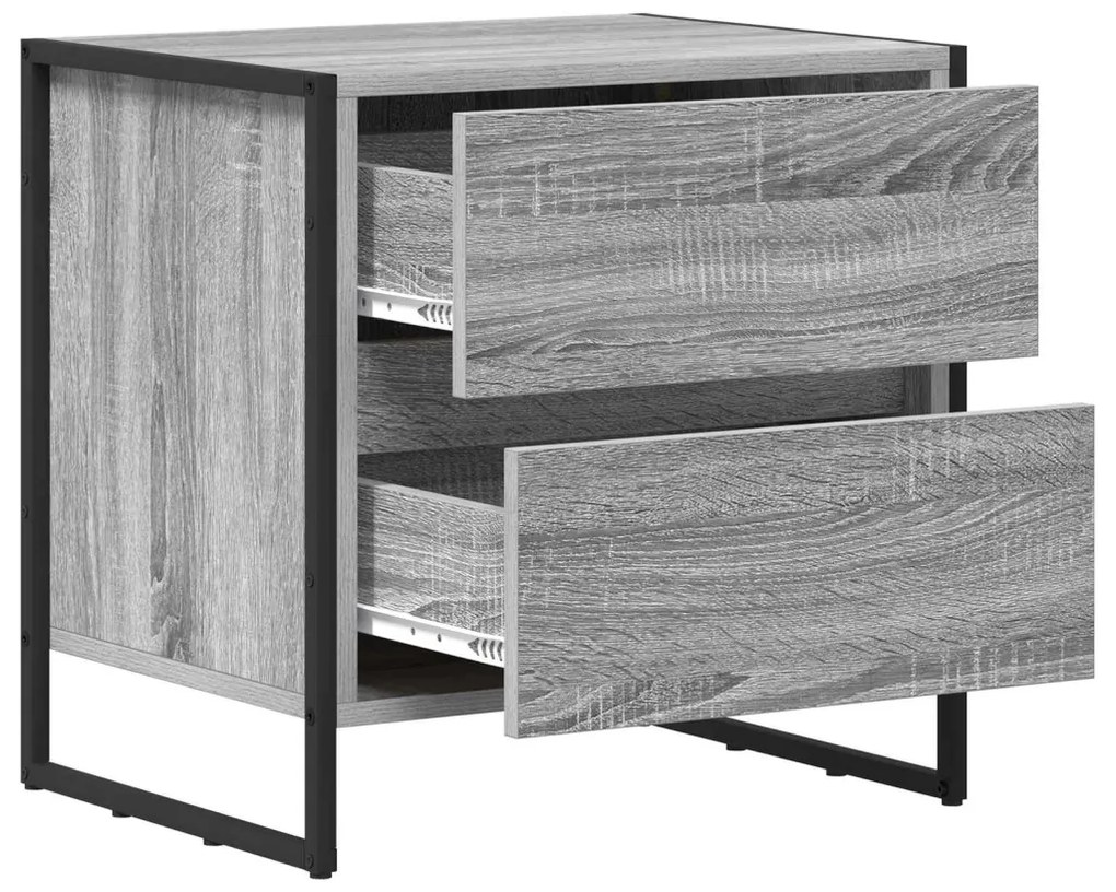 vidaXL Éjjeli asztal fiókkal Szürke Sonoma 50 x 39.5 x 50 cm Faanyag