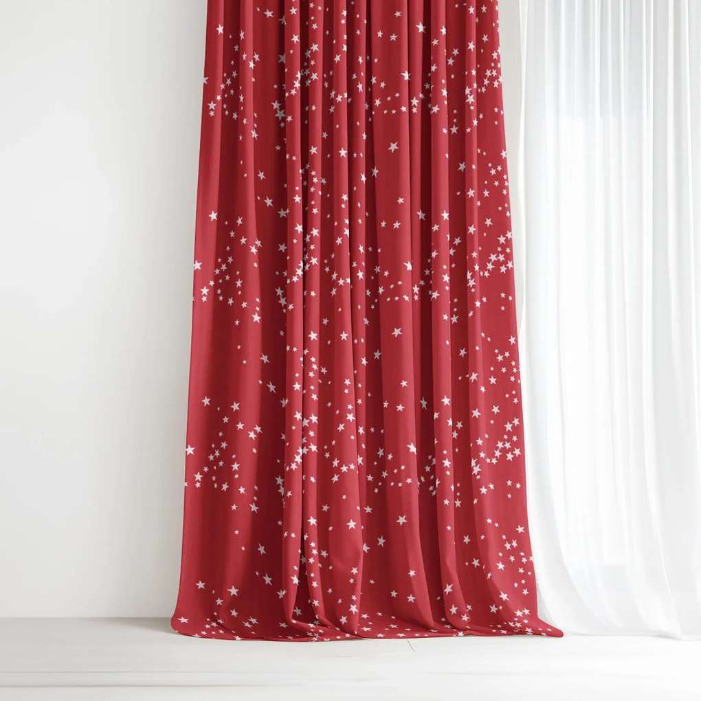 Goldea valencia karácsonyi drapéria - csillagok piroson 200x135 cm