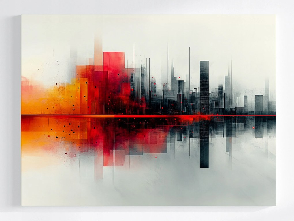 Poszter Város Panoráma Metropolisz Tükröződés Grafika 100x75