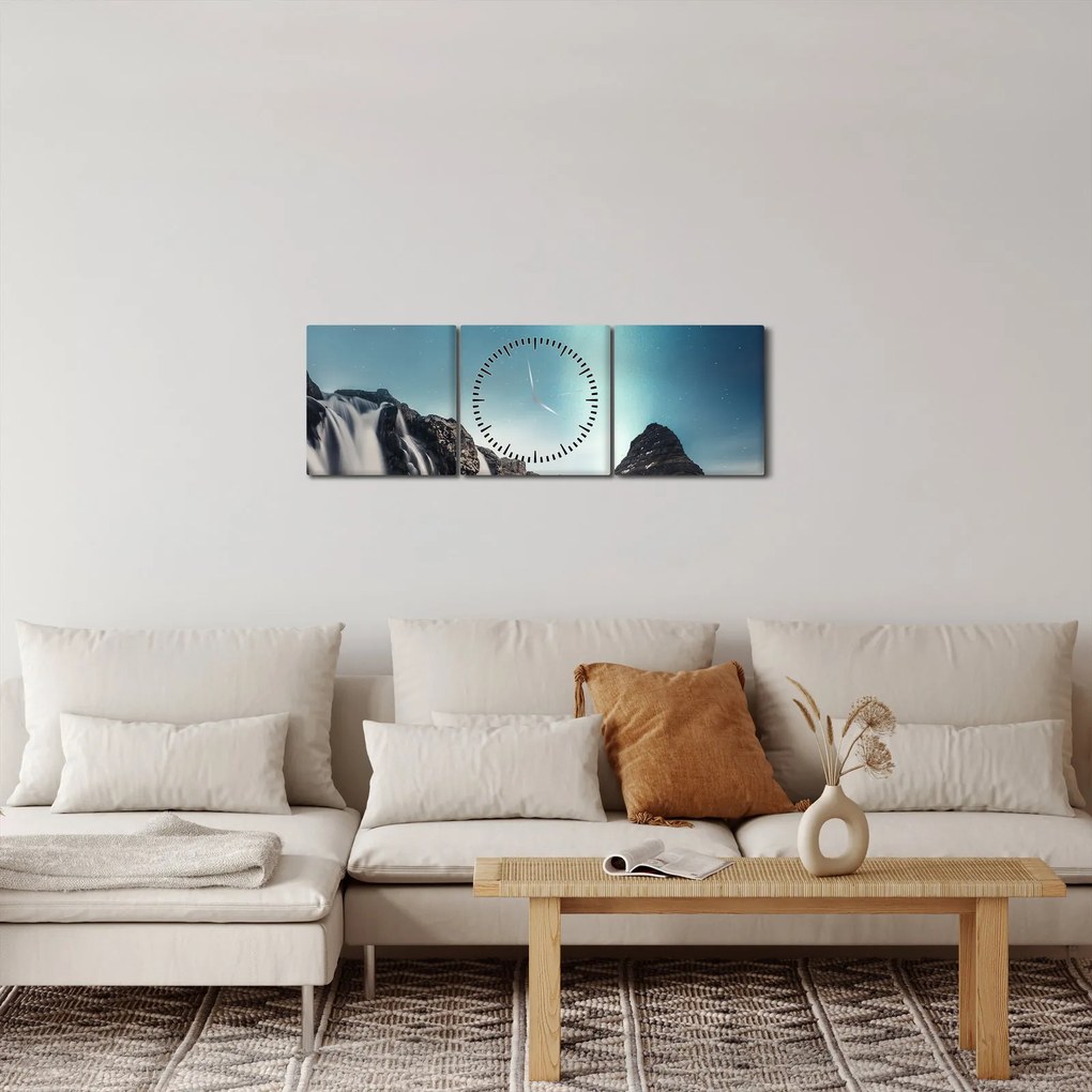Vízesések képe (órával) (90x30 cm)